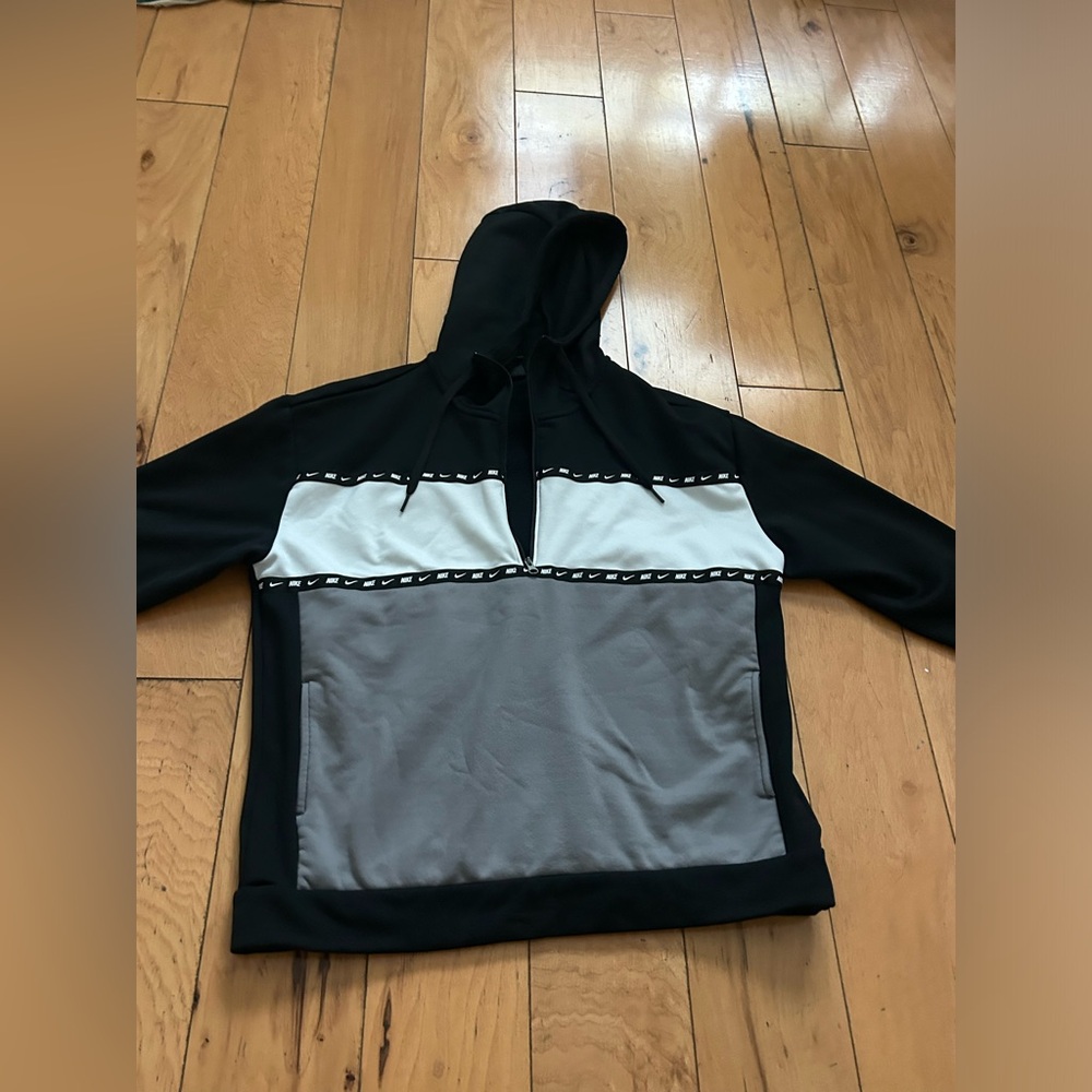 Nike Black and Gray Hoodie with White Accents